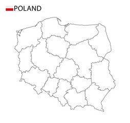Obraz premium Poland map, black and white detailed outline regions of the country. Vector illustration