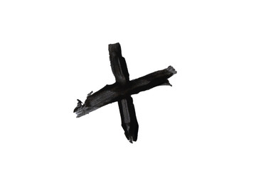 x painted with nail polish painted on a white background closeup black