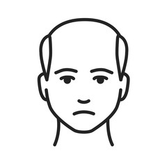 Man with a bald head black line icon. Baldness stage. Alopecia. Editable stroke.