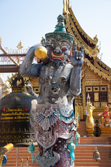 A beautiful view of buddhist temple Wat Saeng Kaew at Chiang Rai, Thailand.