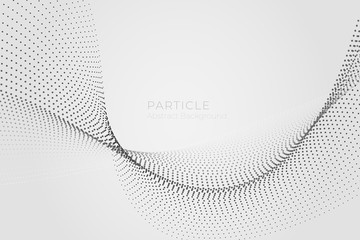 Abstract particle wave background, big data technology glowing dots, hi-tech concept, vector