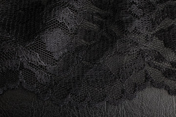Black lace on black background - obrazy, fototapety, plakaty