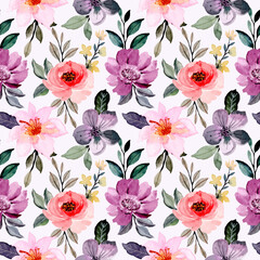 colorful floral watercolor seamless pattern