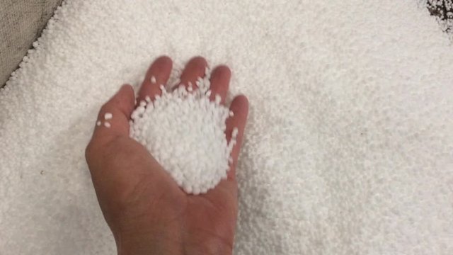 Urea chemical fertilizer, white foam granules, agglomerate In the hands of farmers