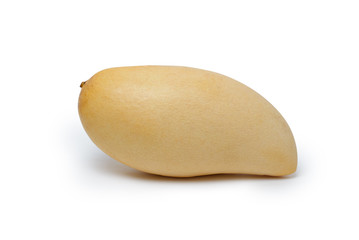 Fresh yellow ripe mangoes on white background, clipping path