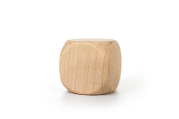 Wooden blank dice on a white background