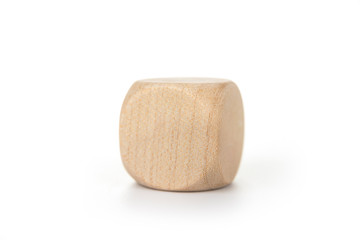 Wooden blank dice on a white background