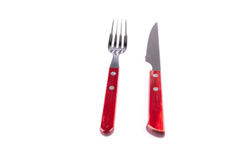 Red fork and knife