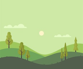 Views of Hills and Trees - vector illustration