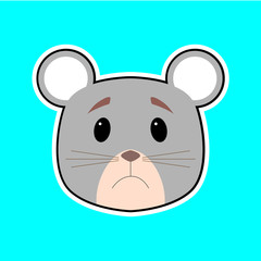 Mouse sticker vector. Sad emoticon. Mouse icon good for your web button or in your app.
