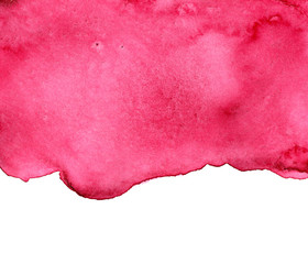 Pink and Burgundy wine watercolor hand drawn stain on white paper grain texture. Abstract watercolor artistic brush paint splash background.