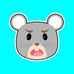 Mouse sticker vector. Angry emoticon. Mouse icon good for your web button or in your app.