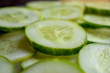 Fresh Cucumber Round Circle Slices As Whole background Texture