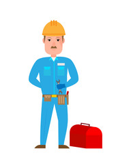 Man repairman worker with tools. Vector Illustration Work characters. Vector Illustration.