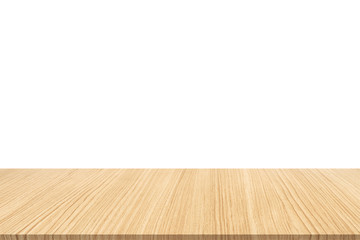 Wooden board empty table on white background, can be used for display or montage your products.Mock up for display of product.