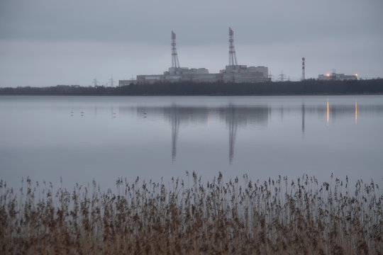 Ignalina Nuclear Power Plant and its reflection on the lake