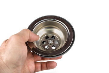 New kitchen sink bottle trap on a white background