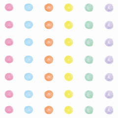 Seamless vector pattern or texture with colorful polka dots on white background for kids background, blog, web design, scrapbooks, party or baby shower invitations and wedding cards