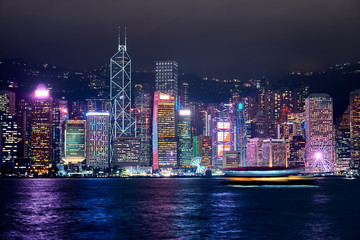 Hong Kong at night. Urban landscape.