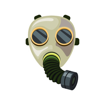 Vintage gas mask repirator hose symbol cartoon illustration vector in white background Stock | Adobe Stock