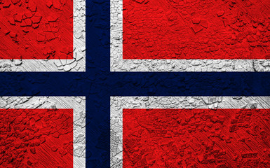 Norway flag on crumbled wall