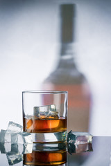 glass of whisky with ice