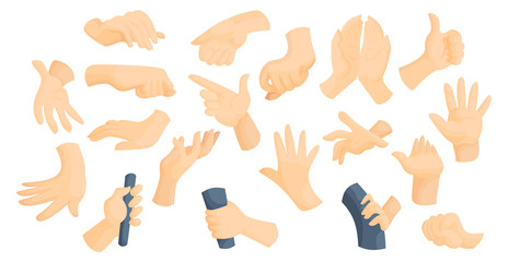 Sign language idea flat vector illustration set