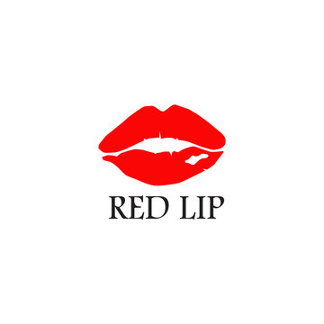 Red Lip Icon Logo Design Template