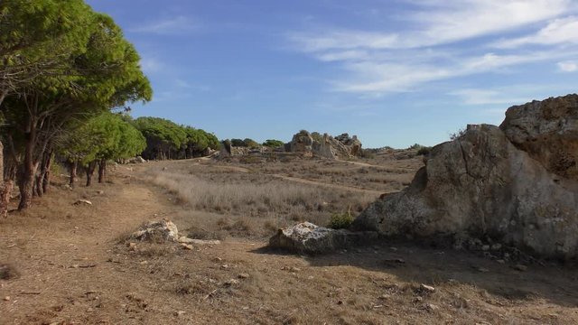 The ruins of the necropolis. Filmed on the territory of the park Royal Tombs, near Paphos, Cyprus. 
