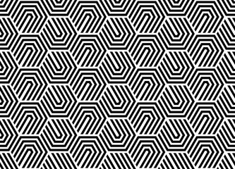 Abstract geometric pattern with stripes, lines. Seamless vector background. White and black ornament. Simple lattice graphic design