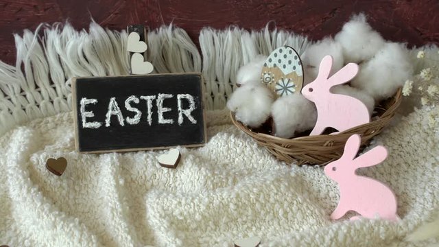 easter decoration with easter eggs and bunny