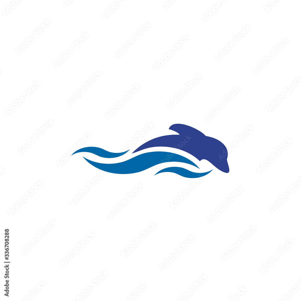 Sticker dolphin icon logo design vector template