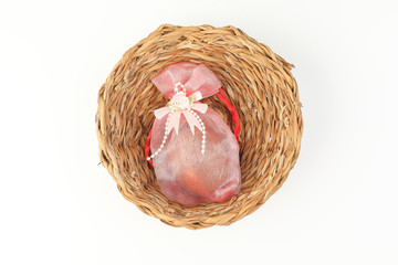 Egg flower or bunga telur a traditional malay wedding gift important part of reception door gift in straw basket