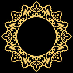 Decorative frame Elegant vector element for design in Eastern style, place for text. Floral golden border. Lace illustration for invitations and greeting cards.