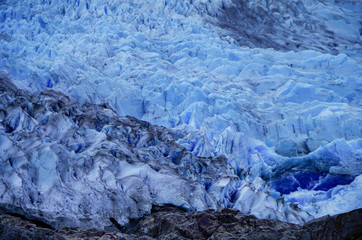 Panoramic breathtaking view of Tempanos Glacier and ice field in the region of Los Glaciares in the...