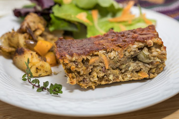 Lentil Loaf rustic veggie meal made of staple pantry items 
