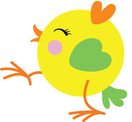 Cute yellow bird running isolated on white

