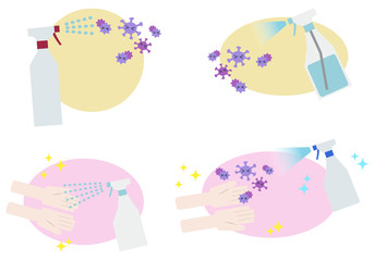 手を除菌しているアイコンイラスト