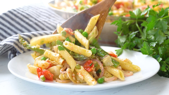 Pasta Closeup Of Process Of Making Cooking Penne Pasta