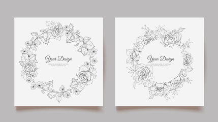 elegant wedding card with beautiful floral and leaves template
