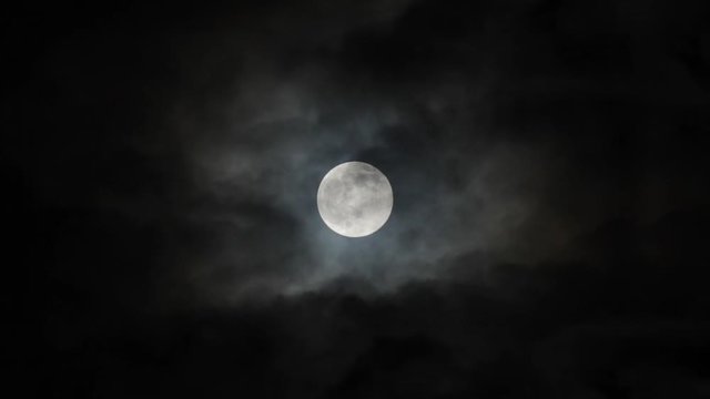 Super moon on 7th April 2020,  full moon with dark clouds moving past.