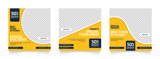 social media instagram post template for food promotion simple banner frame