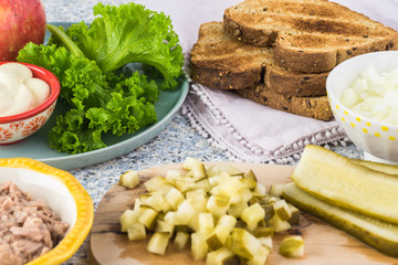 Sandwich with tuna salad.