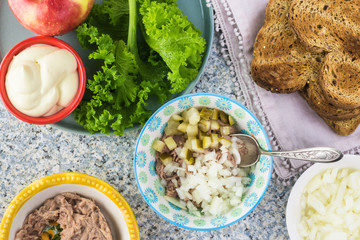 Sandwich with tuna salad.