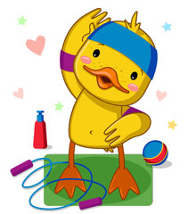 cute duck sports / vector