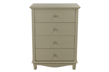 beige chest of drawers on white background