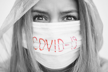 portrait of a woman mask. COVID-19. Coronavirus. 