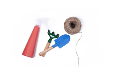 garden tools for growing indoor plants isolated on white background