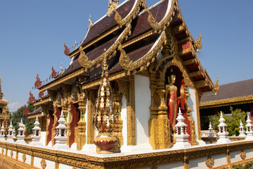 A beautiful view of buddhist temple Wat Saeng Kaew at Chiang Rai, Thailand.