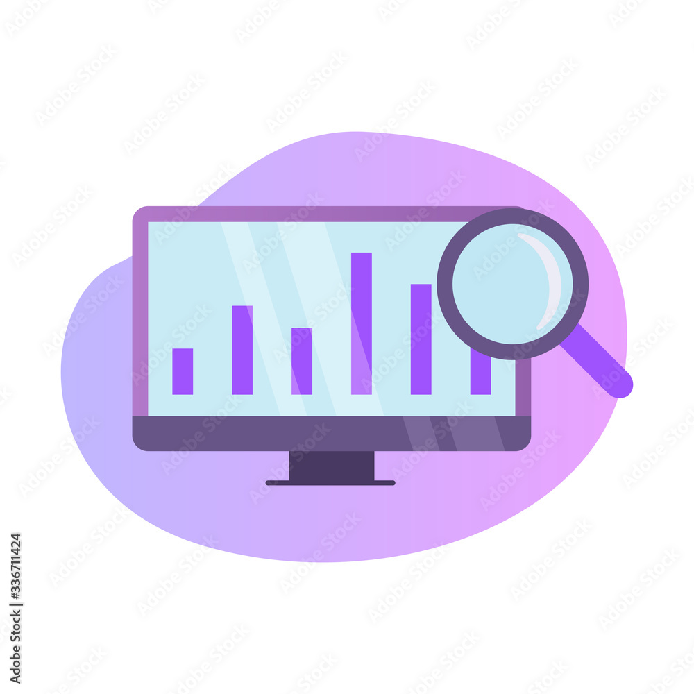Aufkleber business statistics graph chart analysis icon with modern color full and fluid shape wave